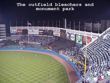 outfield bleachers and monument park